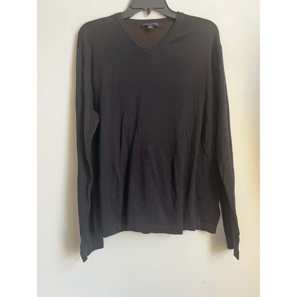 Banana Republic Mens‎ Sweater Medium M V Neck Long Sleeve Cotton Silk Black